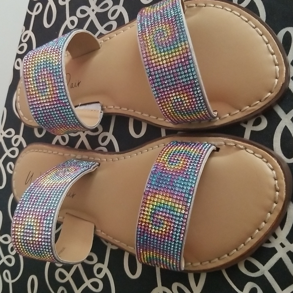 Wild pair sparkle tie dye sandals Size 7.5